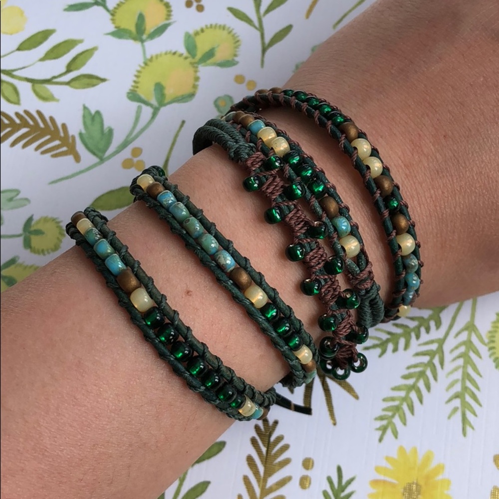 [NEW] Handmade Green Beaded Wrap Bracelet